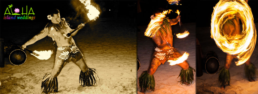 fire dancer at after reception in Waikik beach